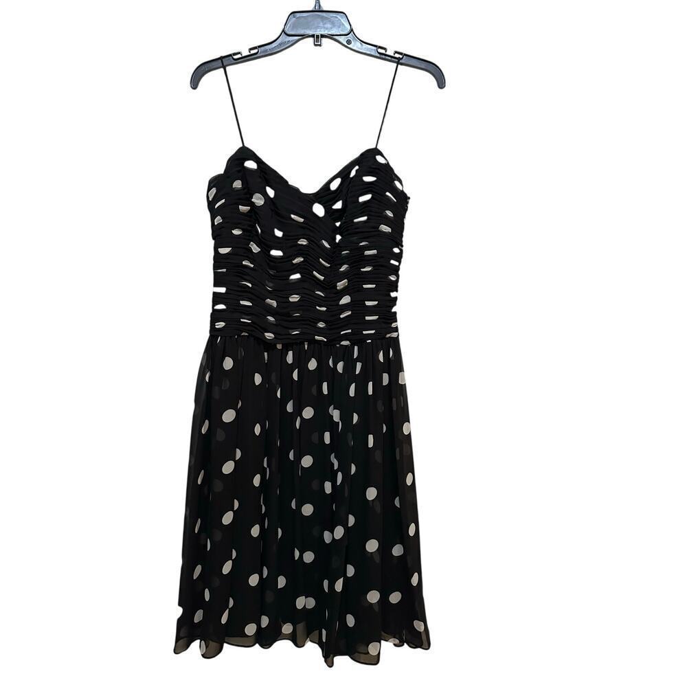 Lauren by Ralph Lauren Black Polka-Dot Georgette Sleeveless Dress Size 6
